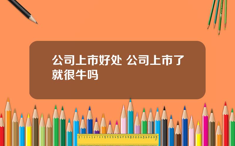 公司上市好处 公司上市了就很牛吗